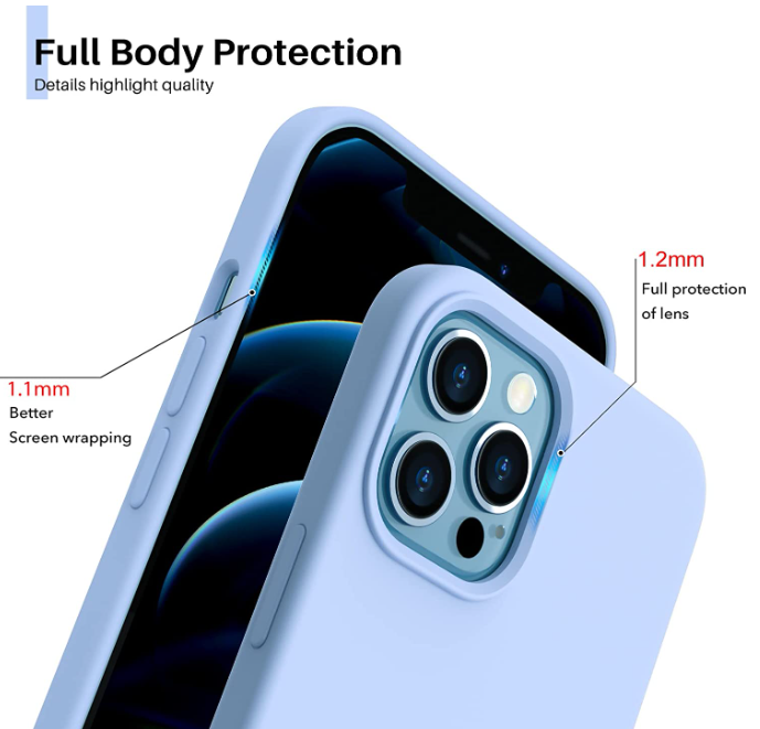 iPhone 13 Pro 6.1" phone case Soft Flexible Rubber Protective Cover light blue liquid silicone