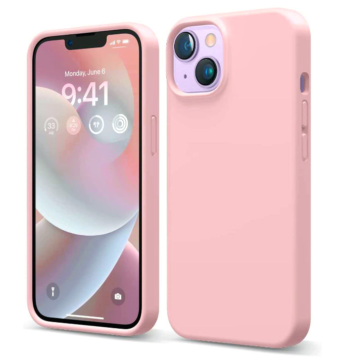iPhone 14 phone case Soft Flexible Rubber Protective Cover pink liquid silicone - My Store