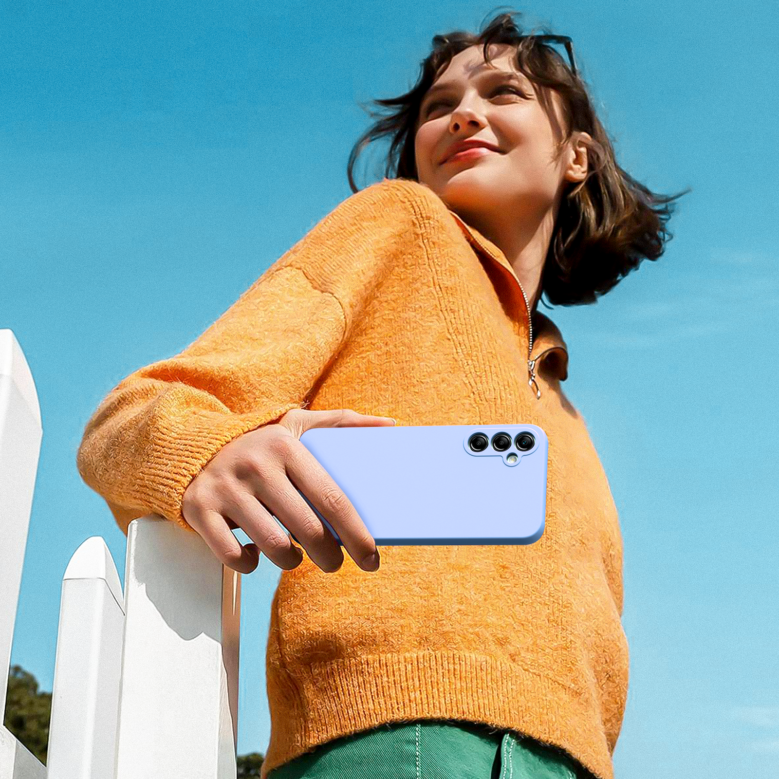 Samsung A54 5G phone case Soft Flexible Rubber Protective Cover light blue liquid silicone - My Store