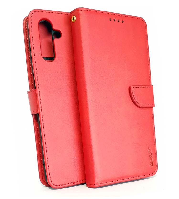 Samsung A04s phone case wallet cover flip anti drop anti slip shockproof red - My Store