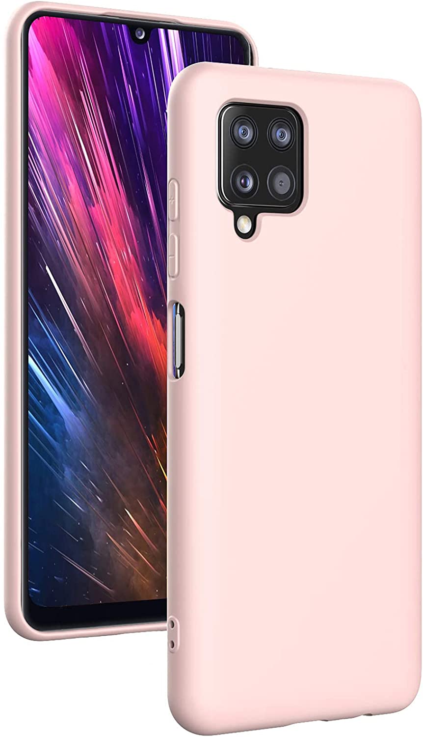 Samsung A12 phone case Soft Flexible Rubber Protective Cover pink liquid silicone