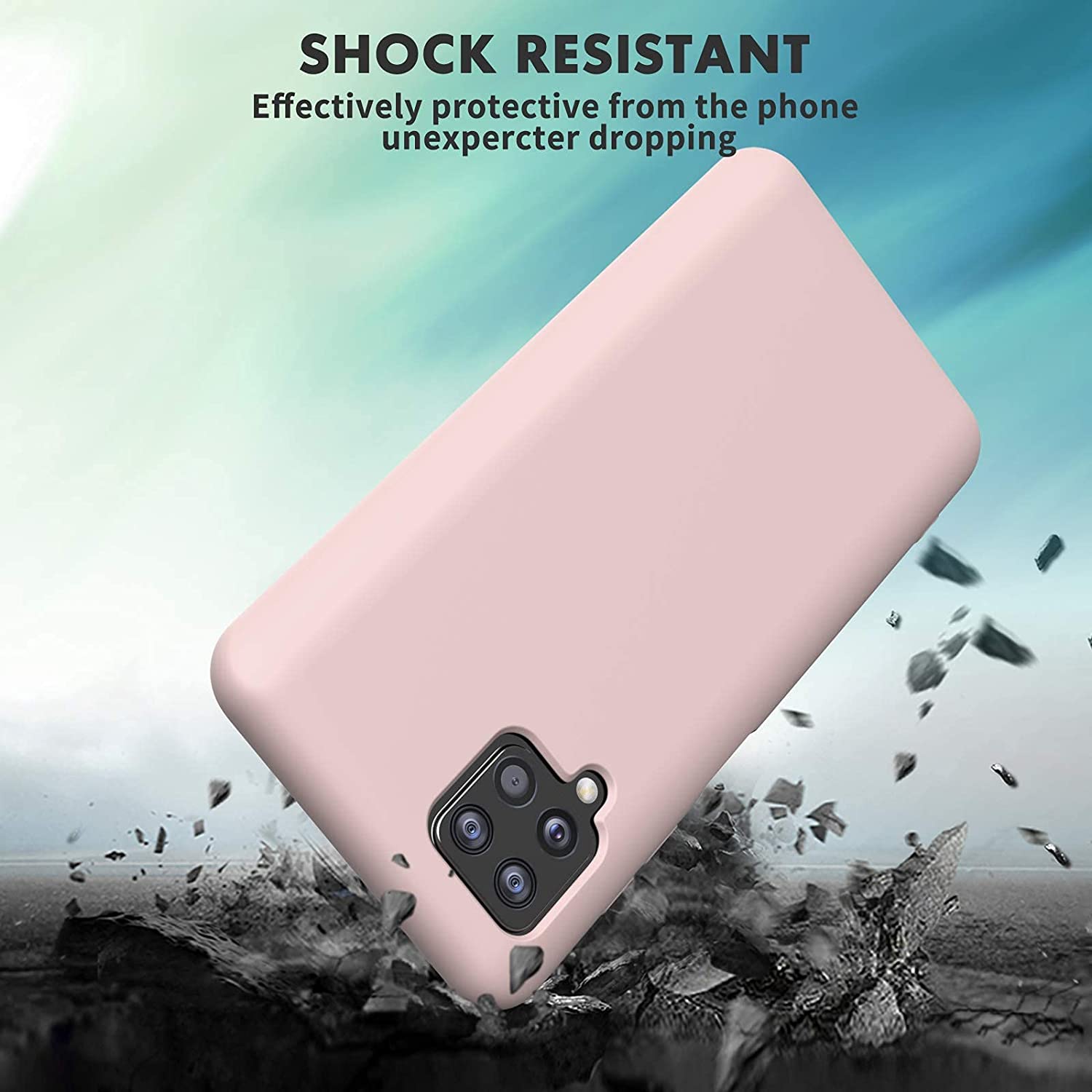 Samsung A12 phone case Soft Flexible Rubber Protective Cover pink liquid silicone