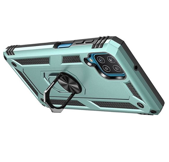 Samsung A12 phone case green ring armor anti drop shockproof rugged protective