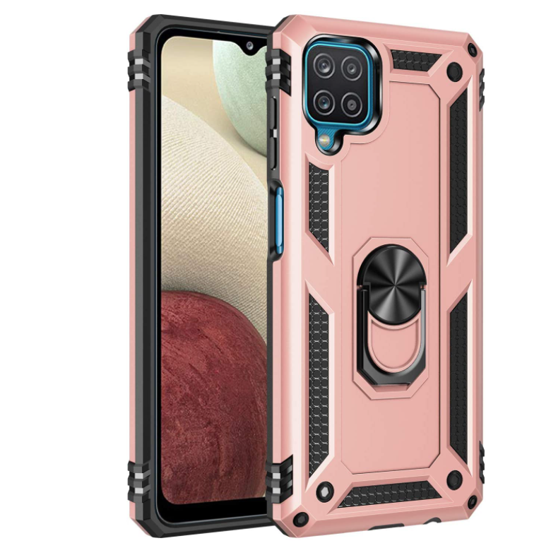Samsung A12 phone case rose gold ring armor anti drop shockproof rugged protective
