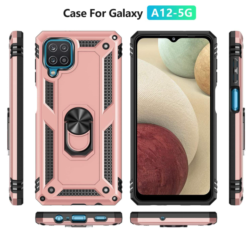 Samsung A12 phone case rose gold ring armor anti drop shockproof rugged protective