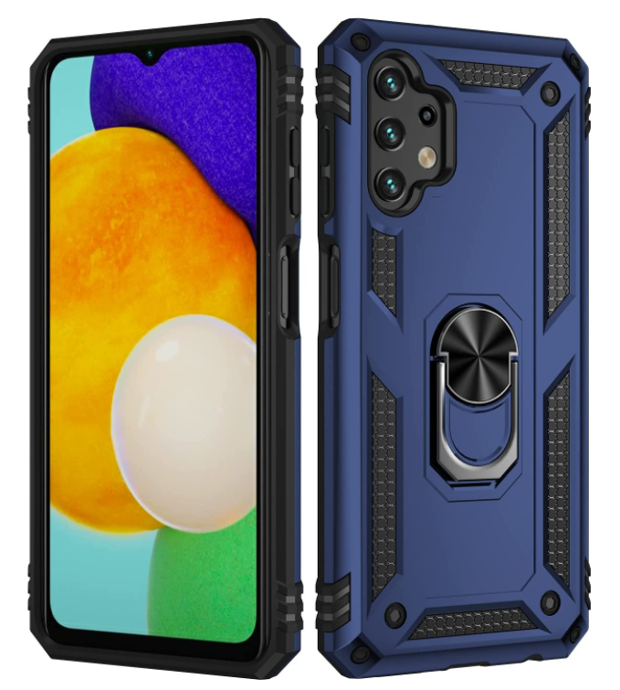 Samsung A13 4G 5G phone case blue ring armor anti drop shockproof rugged protective - My Store