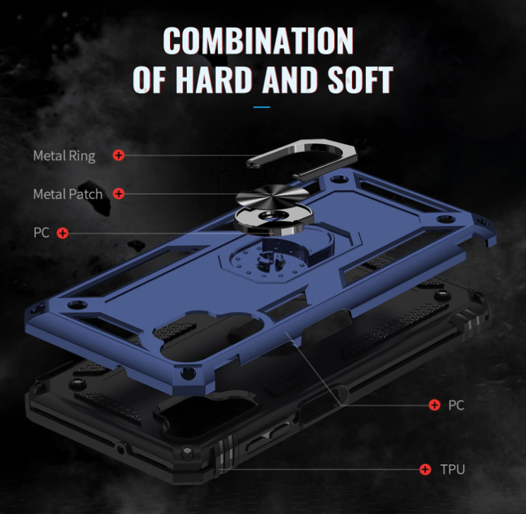 Samsung A13 4G 5G phone case blue ring armor anti drop shockproof rugged protective - My Store