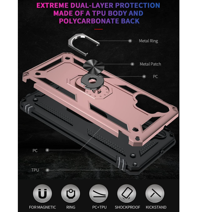 Samsung A13 4G 5G phone case rose gold ring armor anti drop shockproof rugged protective - My Store