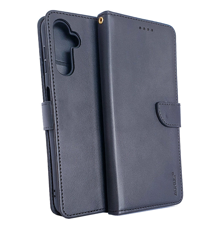Samsung A14 4G 5G phone case wallet cover flip anti drop anti slip shockproof black - My Store
