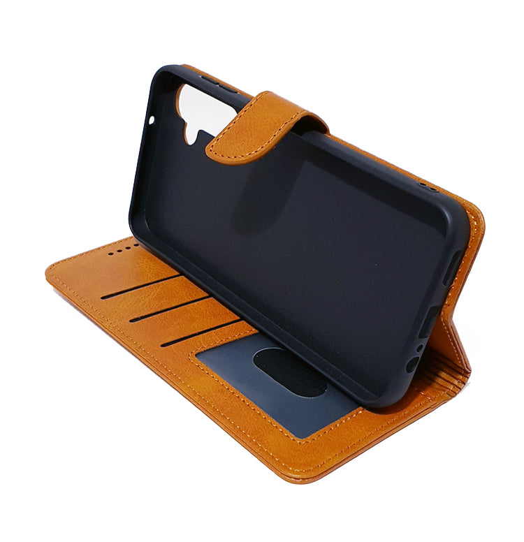 Samsung A14 4G 5G phone case wallet cover flip anti drop anti slip shockproof brown - My Store