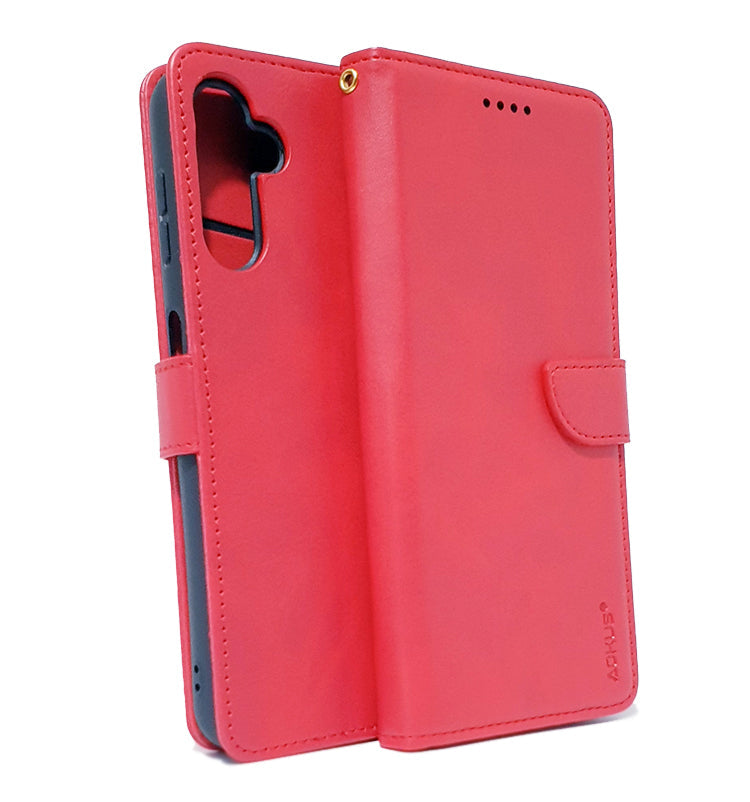 Samsung A14 4G 5G phone case wallet cover flip anti drop anti slip shockproof red - My Store