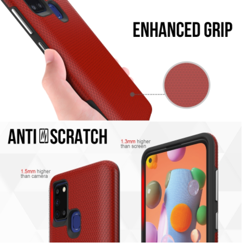 Samsung A21s phone case anti drop anti slip shockproof rugged dotted red
