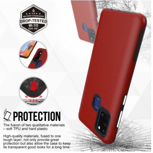 Samsung A21s phone case anti drop anti slip shockproof rugged dotted red