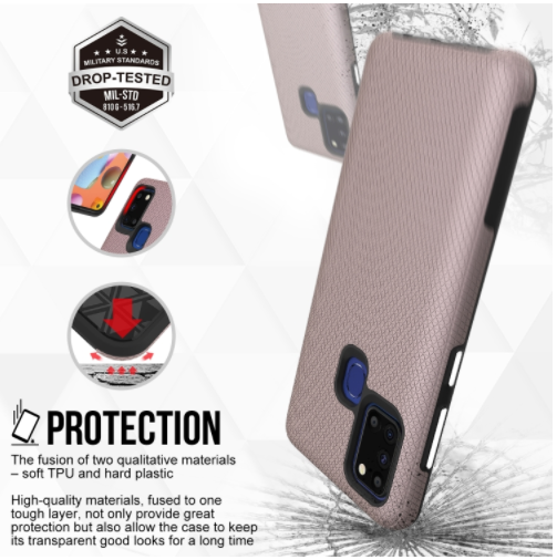 Samsung A21s phone case anti drop anti slip shockproof rugged dotted rose gold