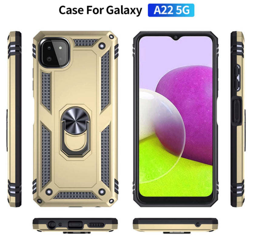 Samsung A22 5G phone case gold ring armor anti drop shockproof rugged protective