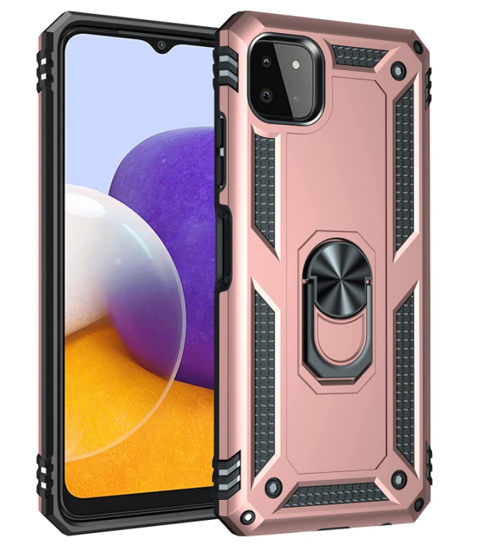 Samsung A22 5G phone case rose gold ring armor anti drop shockproof rugged protective