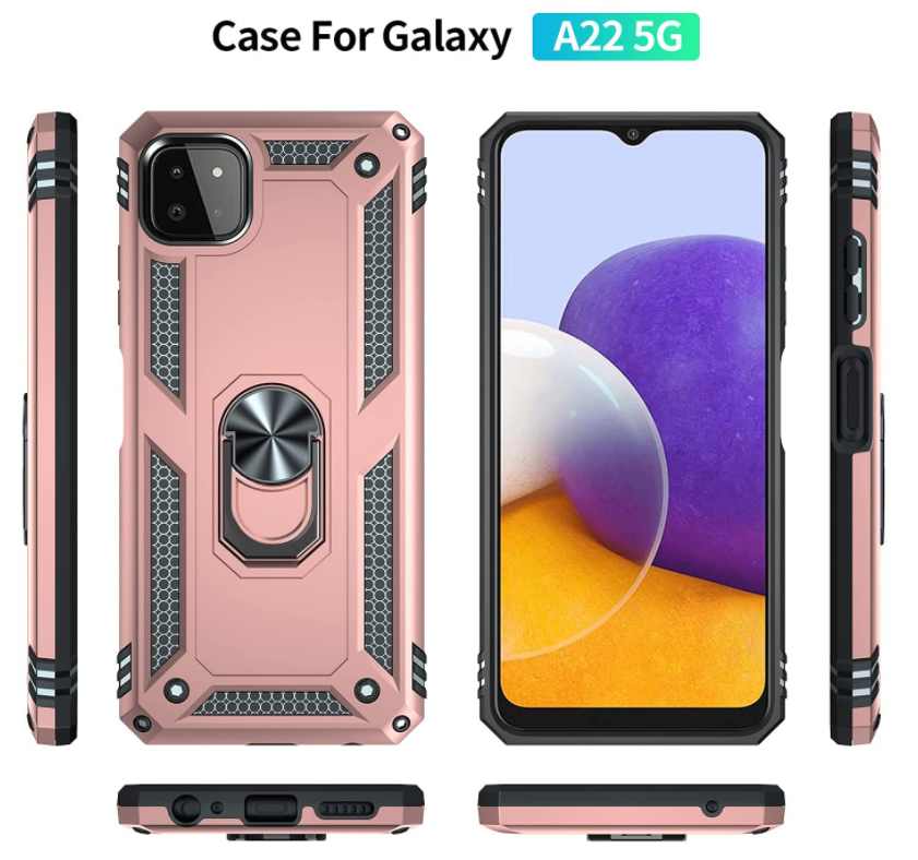 Samsung A22 5G phone case rose gold ring armor anti drop shockproof rugged protective