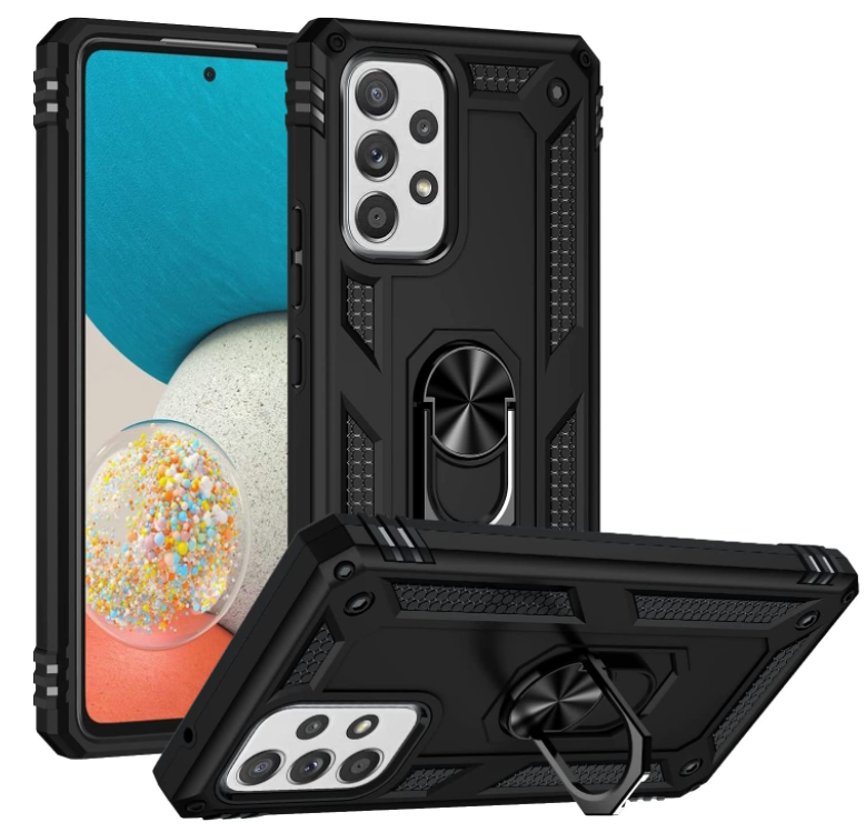 Samsung A23 4G 5G phone case black ring armor anti drop shockproof rugged protective - My Store