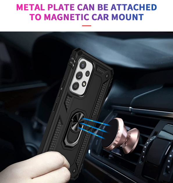 Samsung A23 4G 5G phone case black ring armor anti drop shockproof rugged protective - My Store