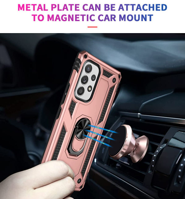 Samsung A23 4G 5G phone case rose gold ring armor anti drop shockproof rugged protective - My Store