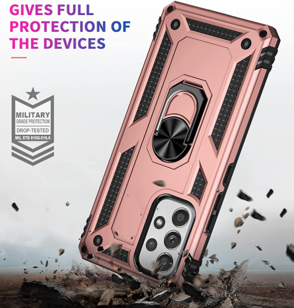 Samsung A23 4G 5G phone case rose gold ring armor anti drop shockproof rugged protective - My Store