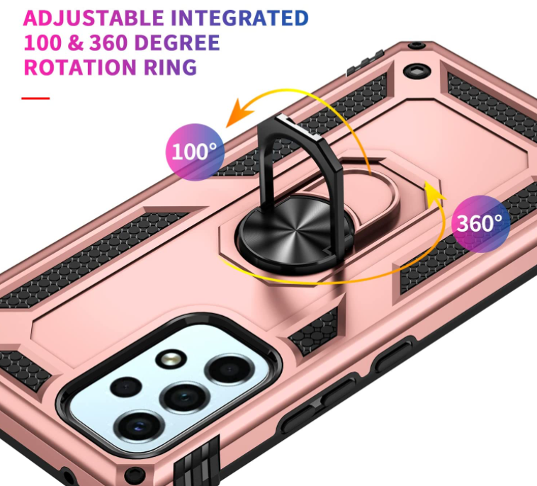 Samsung A23 4G 5G phone case rose gold ring armor anti drop shockproof rugged protective - My Store
