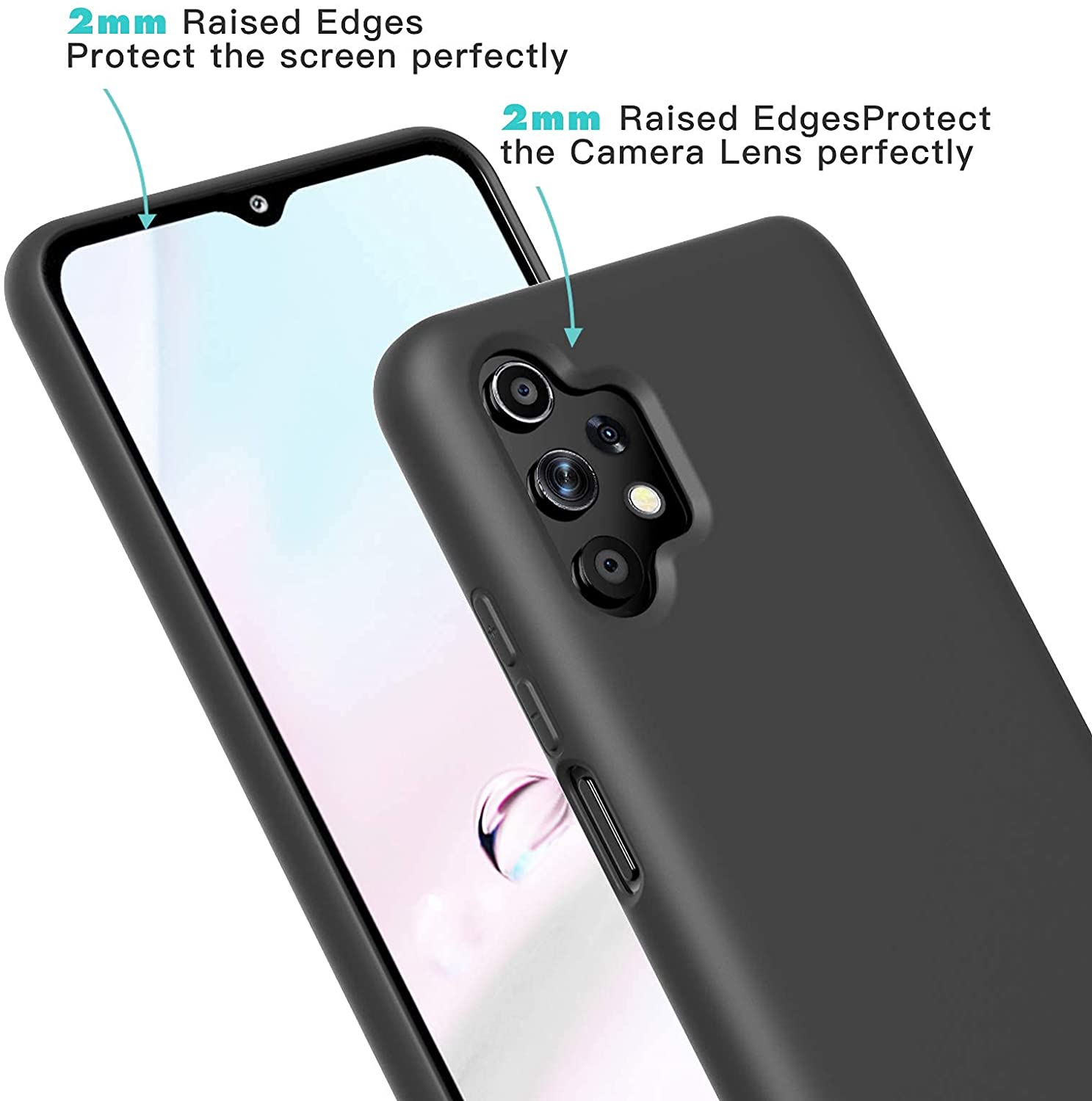 Samsung A32 5G phone case Soft Flexible Rubber Protective Cover black liquid silicone