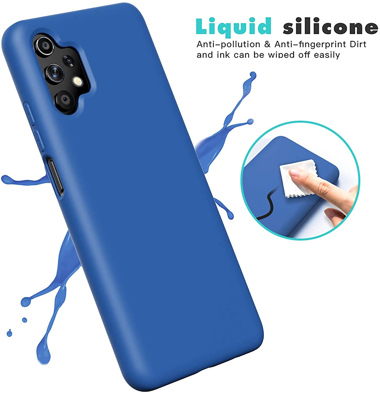 Samsung A32 5G phone case Soft Flexible Rubber Protective Cover blue liquid silicone