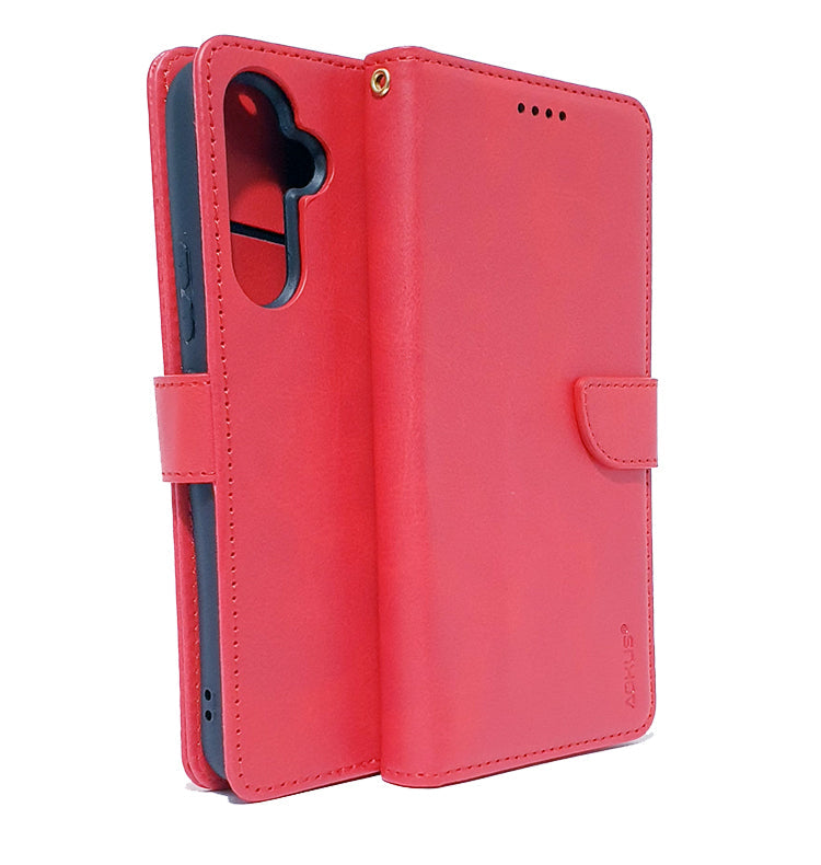 Samsung A34 5G phone case wallet cover flip anti drop anti slip shockproof red - My Store