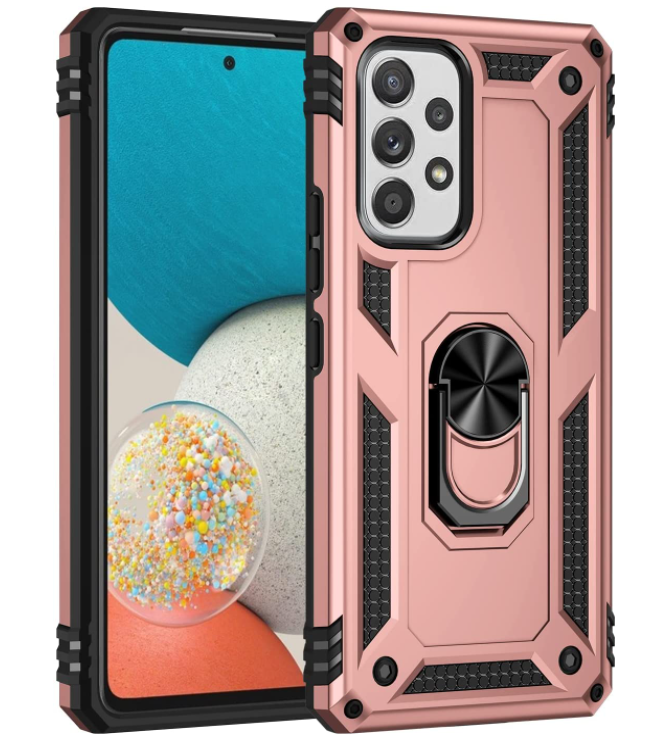 Samsung A53 5G phone case rose gold ring armor anti drop shockproof rugged protective - My Store