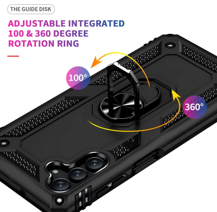 Samsung A54 5G phone case Black ring armor anti drop shockproof rugged protective - My Store