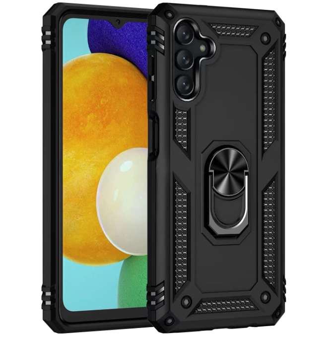 Samsung A54 5G phone case Black ring armor anti drop shockproof rugged protective - My Store