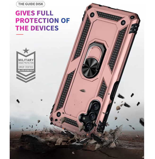 Samsung A54 5G phone case Rose gold ring armor anti drop shockproof rugged protective - My Store