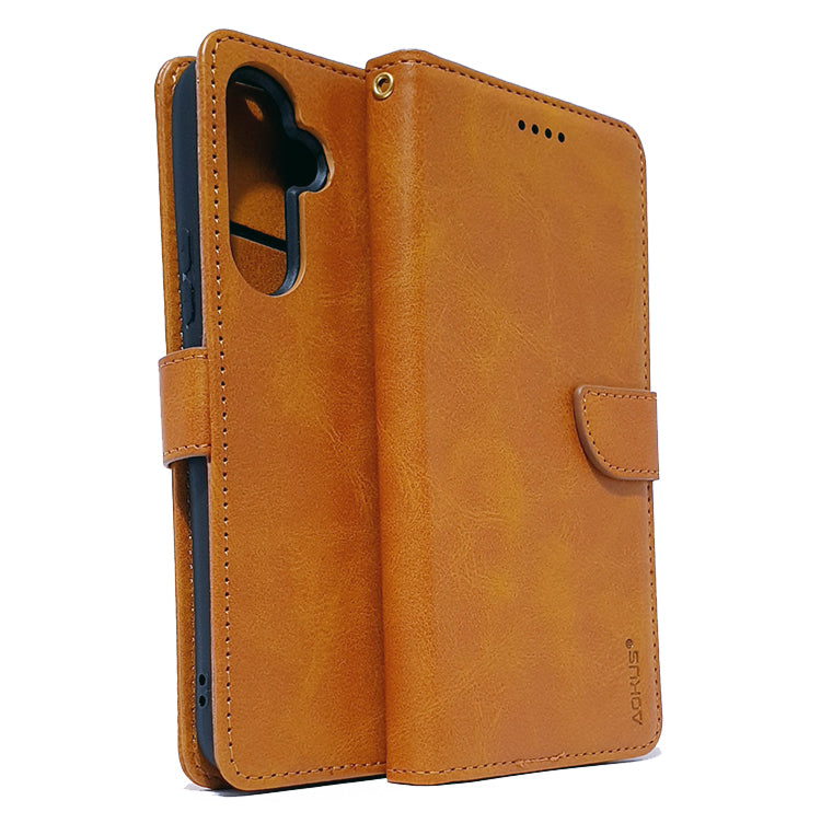 Samsung A54 5G phone case wallet cover flip anti drop anti slip shockproof brown - My Store