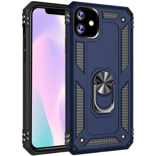 iPhone 11 phone case blue ring armor anti drop shockproof rugged protective - My Store