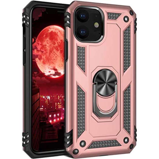 iPhone 11 phone case rose gold ring armor anti drop shockproof rugged protective - My Store