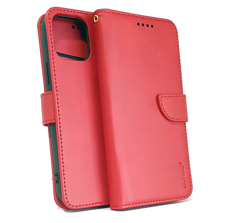 iPhone 12 / 12 pro phone case wallet cover flip anti drop anti slip shockproof red - My Store