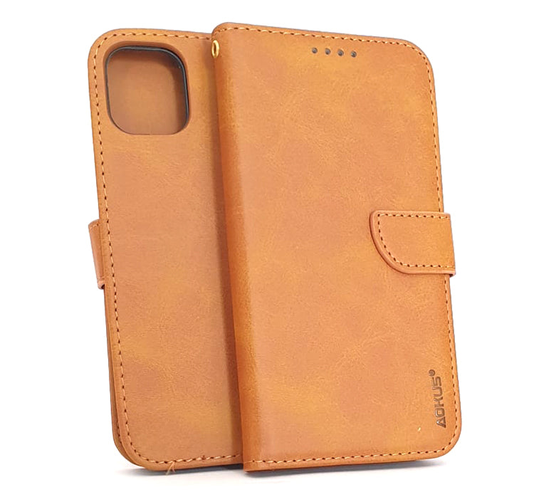 iPhone 11 phone case wallet cover flip anti drop anti slip shockproof brown - My Store