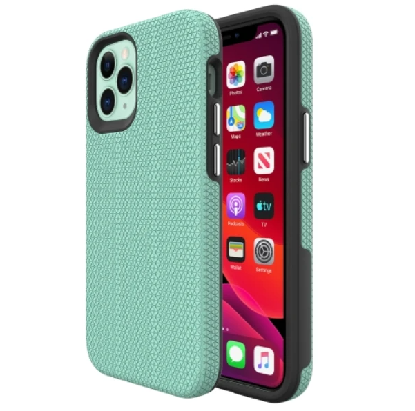 iPhone 12 / 12 Pro phone case anti drop anti slip shockproof rugged dotted mint green - My Store