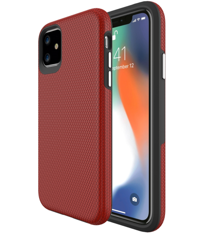 iPhone 12 / 12 Pro phone case anti drop anti slip shockproof rugged dotted red - My Store