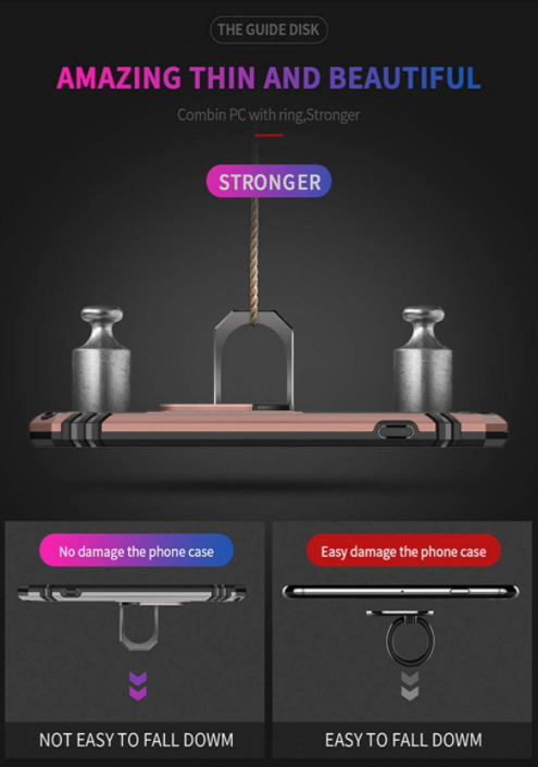 iPhone 12 /12 pro phone case rose gold ring armor anti drop shockproof rugged protective - My Store