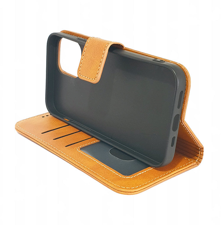 iPhone 12 / 12 pro phone case wallet cover flip anti drop anti slip shockproof brown - My Store