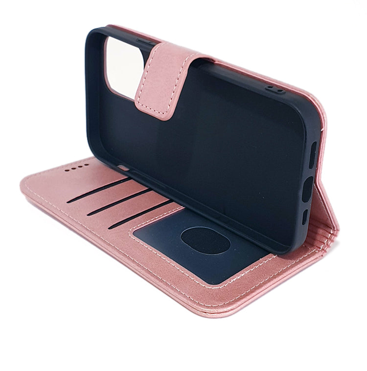 iPhone 12 / 12 pro phone case wallet cover flip anti drop anti slip shockproof rose pink - My Store