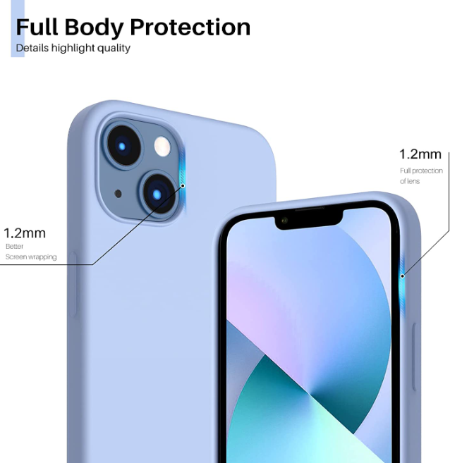 iPhone 13 phone case Soft Flexible Rubber Protective Cover light blue liquid silicone - My Store