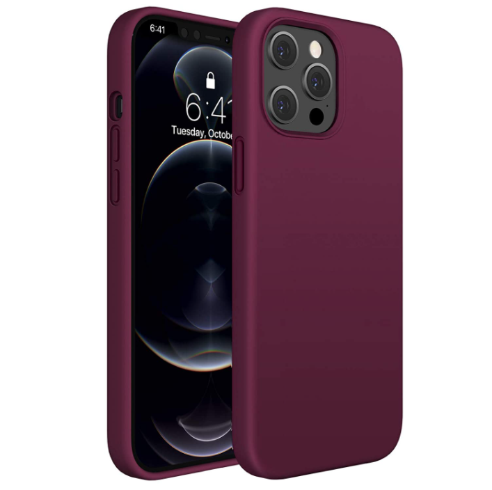iPhone 13 pro phone case Soft Flexible Rubber Protective Cover burgundy liquid silicone - My Store