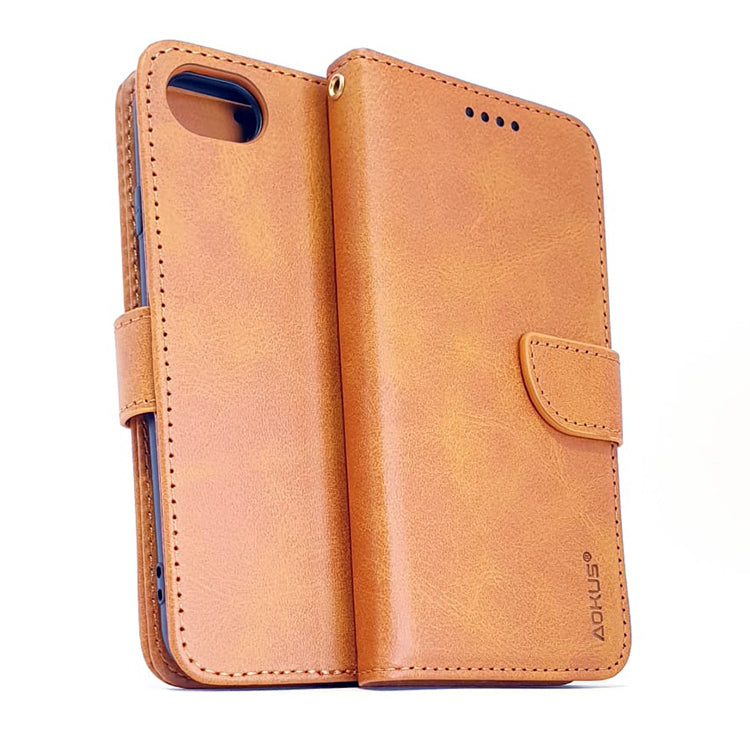 iPhone SE 2022 3rd gen /7/8/SE 2020 phone case wallet cover flip anti drop anti slip shockproof brown - My Store