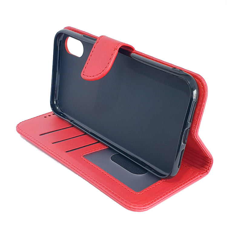 iPhone XR phone case wallet cover flip anti drop anti slip shockproof red - My Store