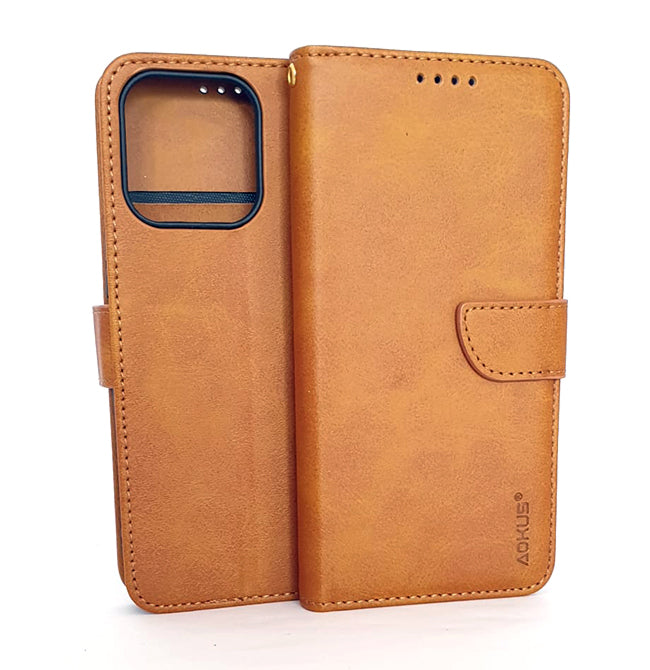 iPhone 13 Pro phone case wallet cover flip anti drop anti slip shockproof brown - My Store