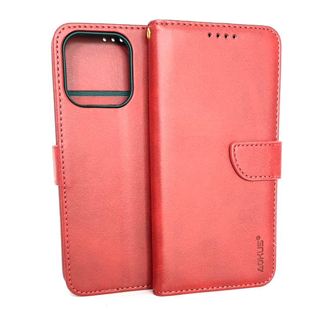 iPhone 13 Pro phone case wallet cover flip anti drop anti slip shockproof red - My Store