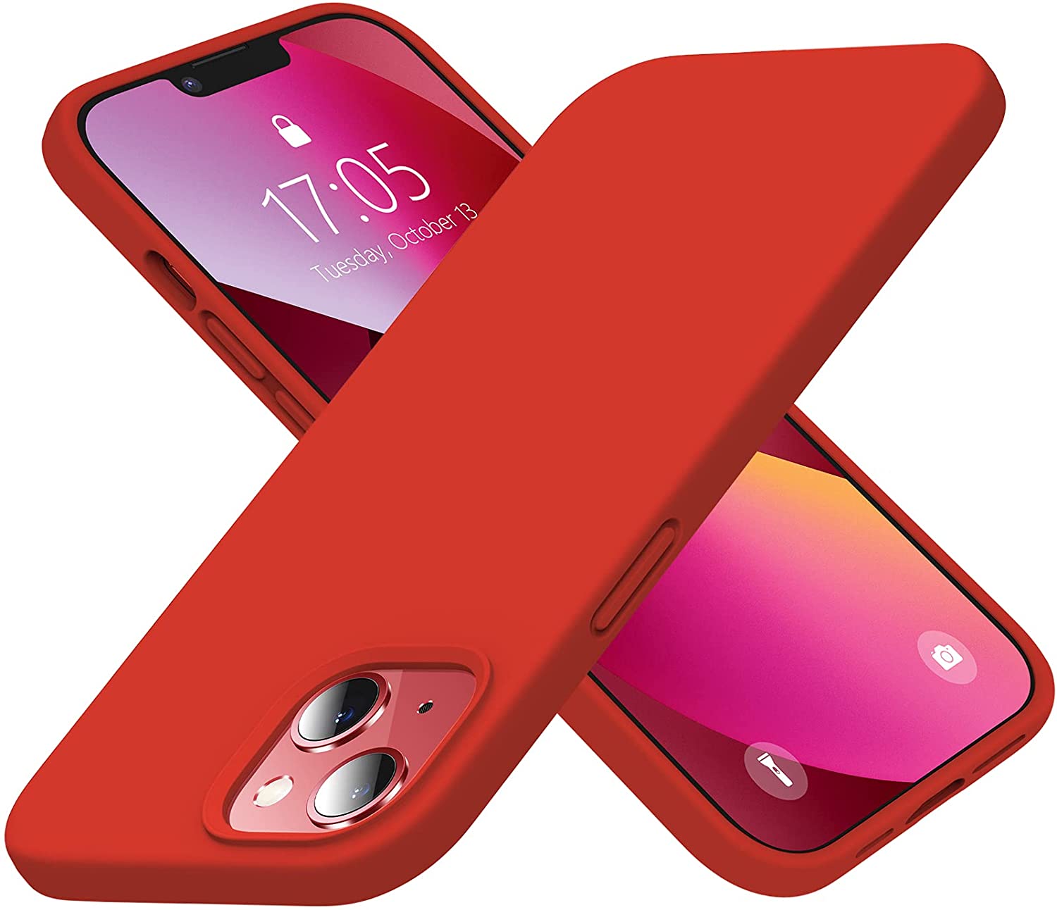 iPhone 13 phone case Soft Flexible Rubber Protective Cover liquid silicone red - My Store